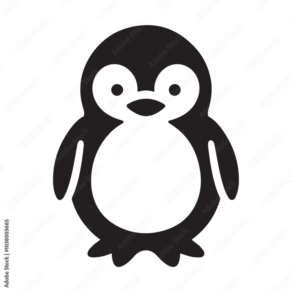 Fototapeta premium Black Penguin Silhouette Vector Illustration Icon - Minimalist Animal Artwork