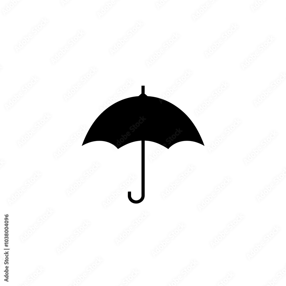 A simple black umbrella icon on a white background, symbolizing protection from rain or sun. A simple black umbrella icon on a white background, symbolizing protection from rain or sun.