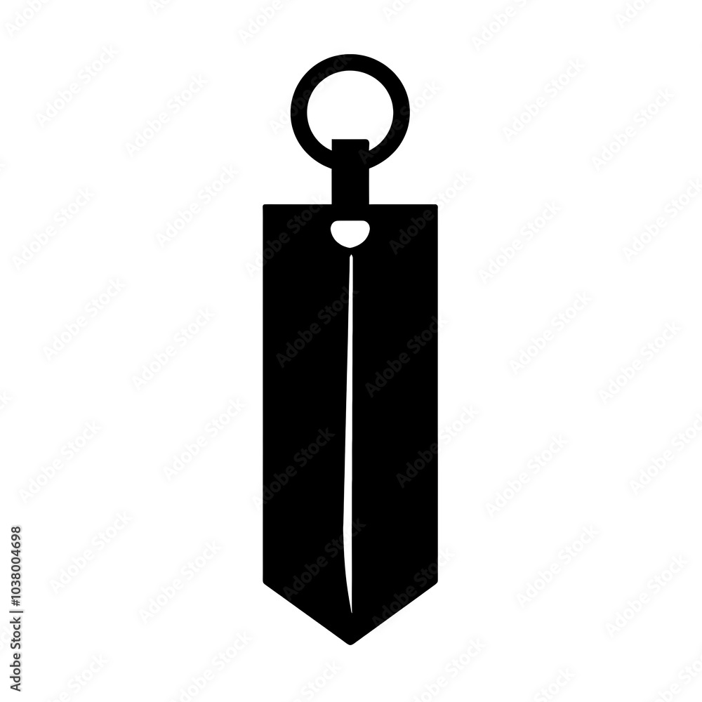A simple black silhouette of a traditional knife with a ring at the top. A simple black silhouette of a traditional knife with a ring at the top.