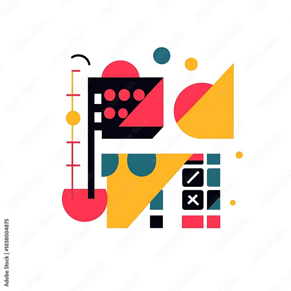 Fototapeta premium Abstract geometric design featuring vibrant shapes and patterns.