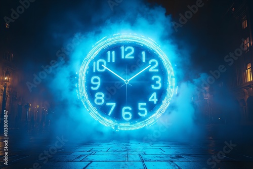 Wallpaper Mural An electronic clock with a futuristic light effect A glowing. Generative Ai Torontodigital.ca