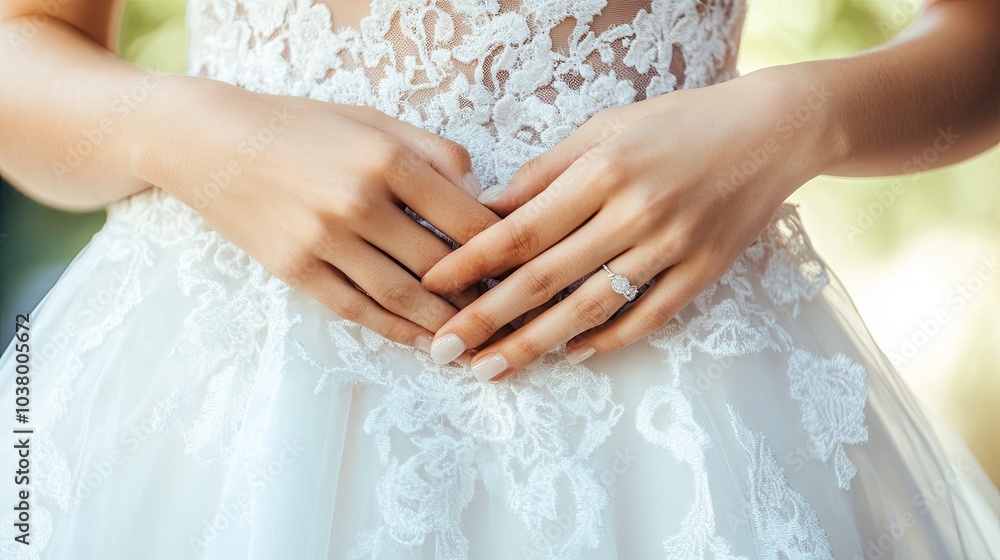 Elegant Bridal Hands with Lace Detail and Ring Elegant Bridal Hands with Lace Detail and Ring