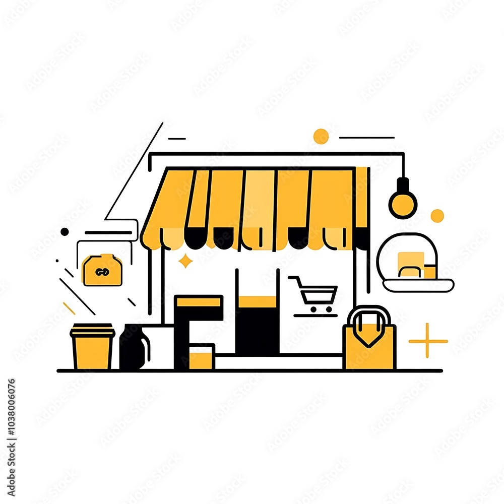 A minimalist illustration of a storefront with a coffee shop vibe. A minimalist illustration of a storefront with a coffee shop vibe.