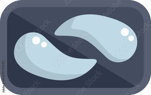 Raw chicken breast fillets lying skinless on dark grey rectangular tray, flat vector illustration of poultry meat product