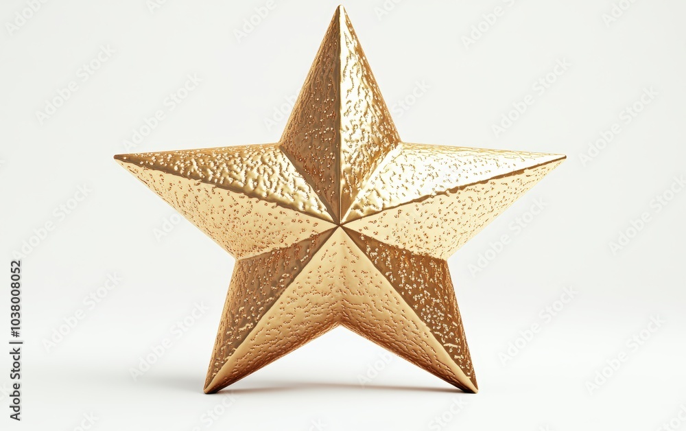3D star with a shiny golden metallic texture, realistic design, soft lighting, on a pure white background. 3D star with a shiny golden metallic texture, realistic design, soft lighting, on a pure white background.