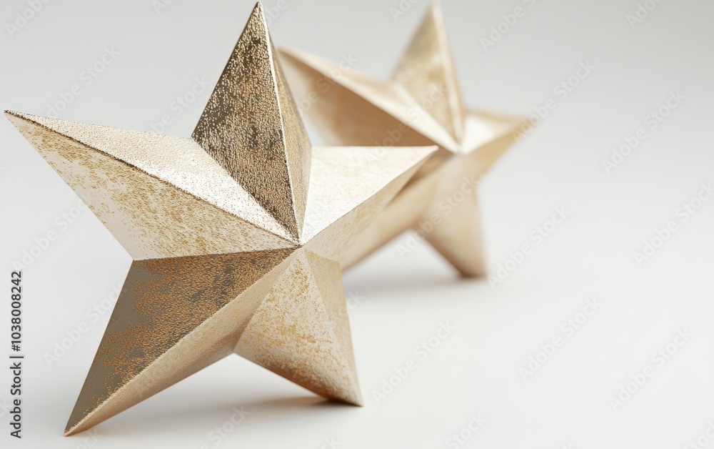 3D star with a shiny golden metallic texture, realistic design, soft lighting, on a pure white background. 3D star with a shiny golden metallic texture, realistic design, soft lighting, on a pure white background.