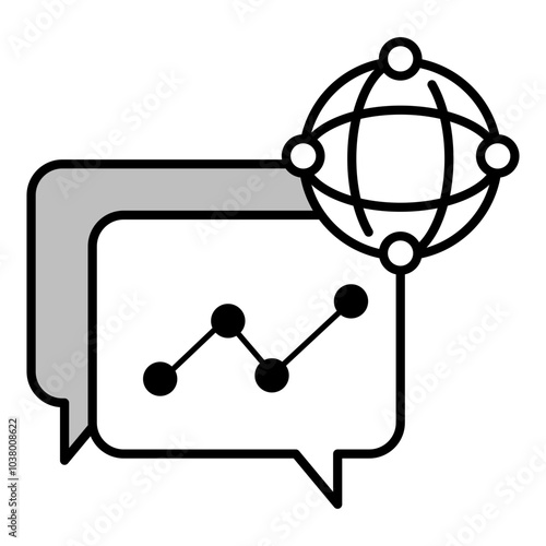 Global Communication Icon – A Chat Bubble with a Globe Network, Representing International Connectivity and Information Exchange