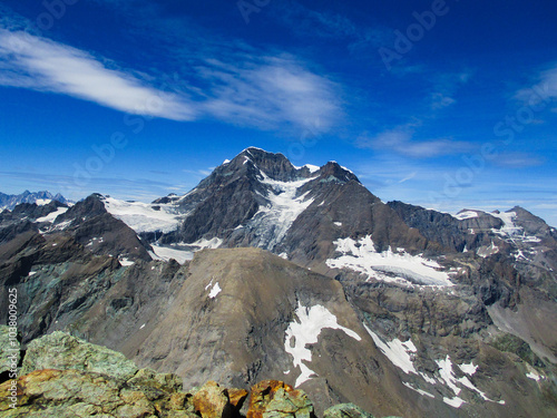 landscape from mont gele in aosta valley photo