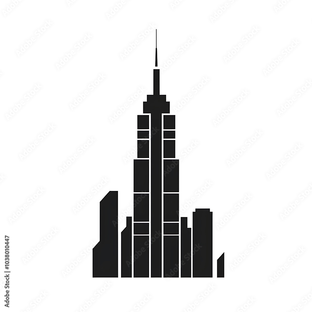 A silhouette of a tall skyscraper with a pointed spire, representing urban architecture. A silhouette of a tall skyscraper with a pointed spire, representing urban architecture.