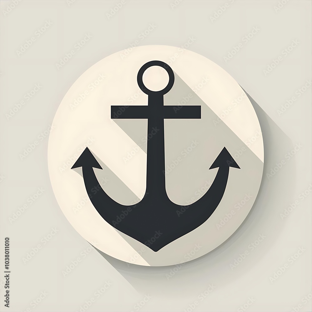 An anchor symbol enclosed in a circular design with a shadow effect. An anchor symbol enclosed in a circular design with a shadow effect.