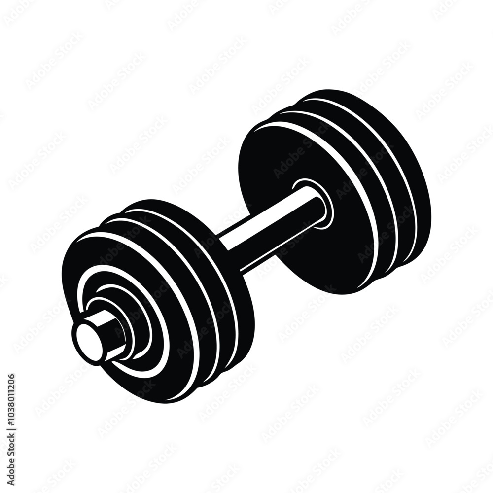 Silhouette of a Fitness equipment barbell with weight plates Silhouette of a Fitness equipment barbell with weight plates