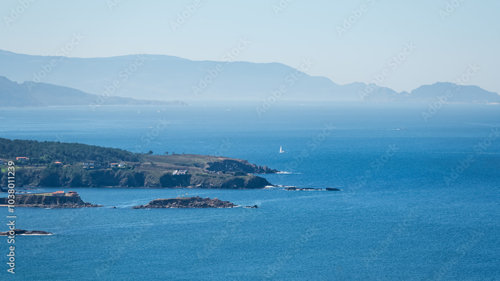Stunning views of the Galician coast from the top of the viewpoint of Siradella, Pontevedra, Spain. Stunning views of the Galician coast from the top of the viewpoint of Siradella, Pontevedra, Spain.