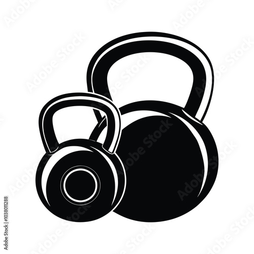Silhouette of a Fitness equipment barbell with weight plates