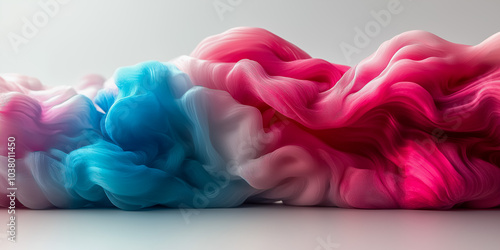 Flowing abstract waves in pink, blue, and white