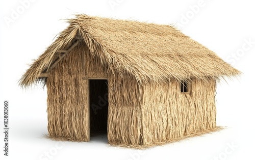 Straw house professional stock photo on white background 