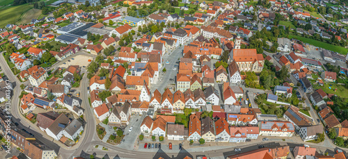 Die Drei-Stämme-Stadt Monheim in Nordschwaben im Luftbild photo