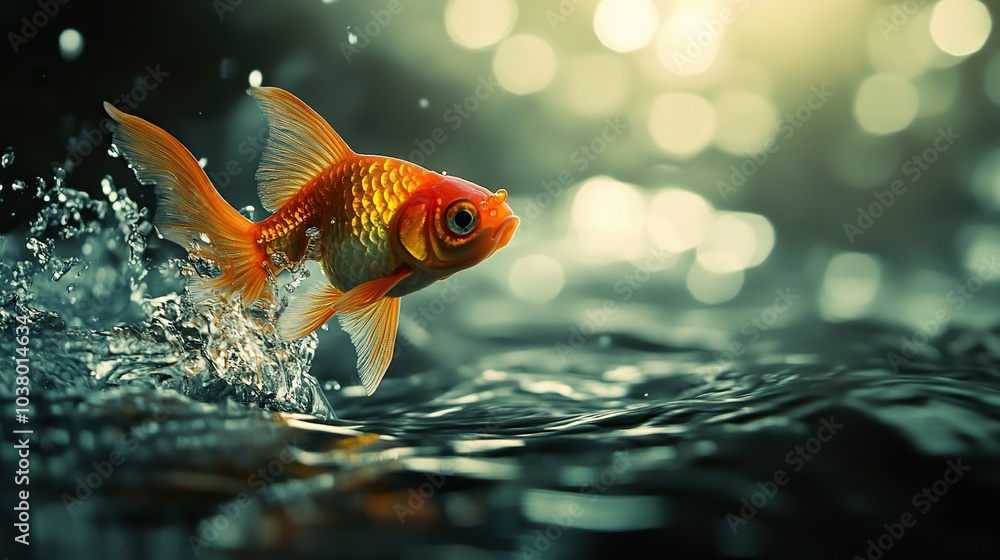 Goldfish jumping out of the water Goldfish jumping out of the water