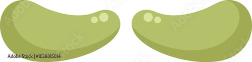 Two green cosmetic eye patch masks are laying on a white background