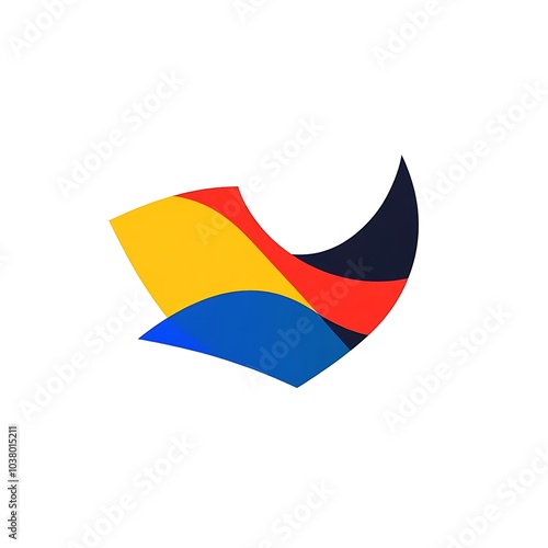 Free Download A colorful abstract logo design featuring flowing shapes in red, yellow, and blue. - GFXLoad