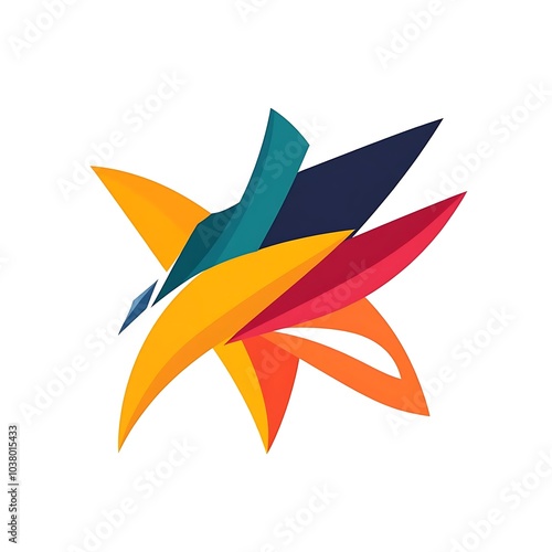 Abstract logo design featuring vibrant colors and dynamic shapes.