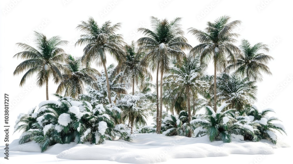 Fototapeta premium Palm Trees Covered in Snow