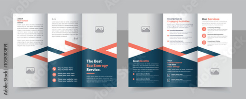 Solar energy trifold brochure template design, ecology concept tri-fold brochure template layout