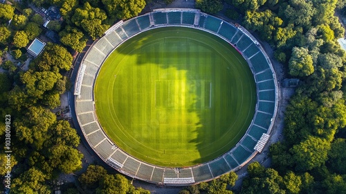 Wallpaper Mural Aerial View of Green Cricket Stadium Surrounded by Trees Torontodigital.ca