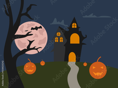 Halloween day flat design vector illustration