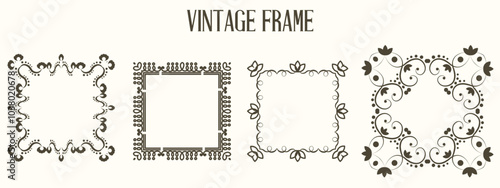 Set of beautiful square Vintage Frame isolated white. Floral square Vintage Frames template design collection. Vector illustration can used social media stories highlights design. EPS 10