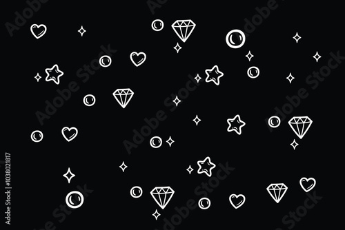 Minimal, diamond and heart symbol pattern background image. Vector background for graphic design.
