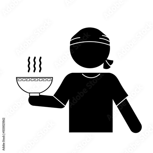 ラーメンを運ぶスタッフのピクトグラム