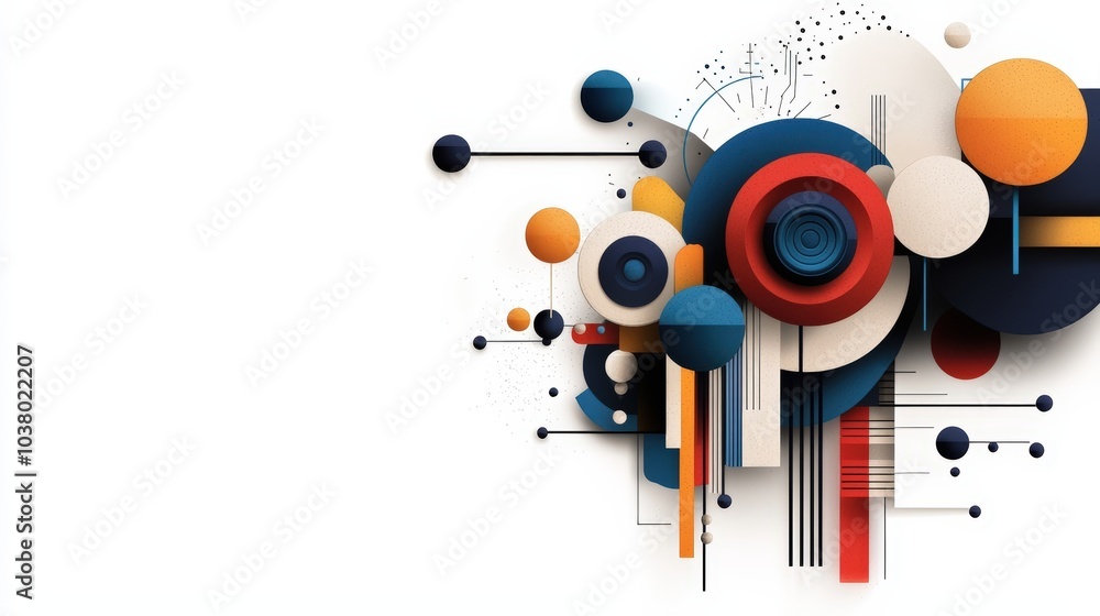 Obraz premium Colorful abstract shapes and lines, white background