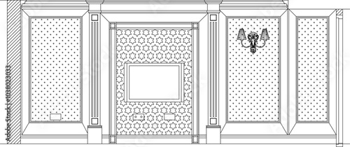 Vector sketch illustration silhouette design of vintage classic modern home interior