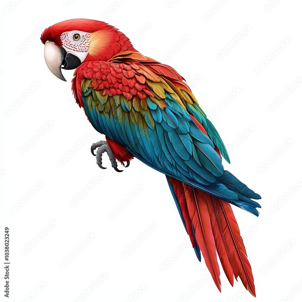 Obraz premium Colorful parrot on white isolated background