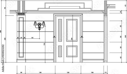 Vector sketch illustration of the silhouette of a classic vintage European Roman Greek house interior design