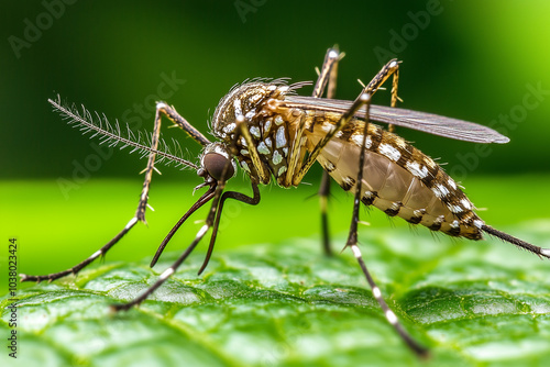 Wallpaper Mural Closeup of a Mosquito on a Green Leaf Torontodigital.ca