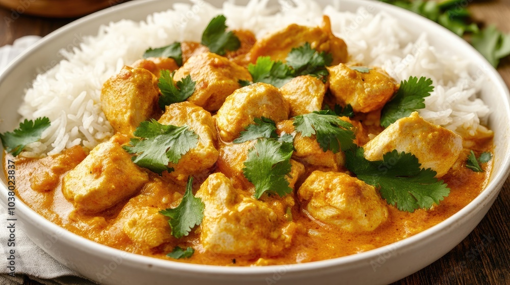 Creamy Chicken Curry with Fresh Cilantro Garnish Creamy Chicken Curry with Fresh Cilantro Garnish