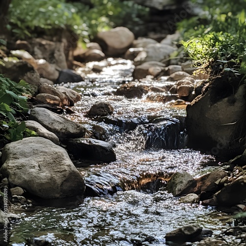 Listening to the slow flow of a stream helps my mind feel calm and light. photo