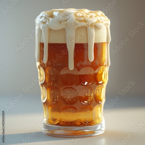 Glass of Beer with Dripping Foam