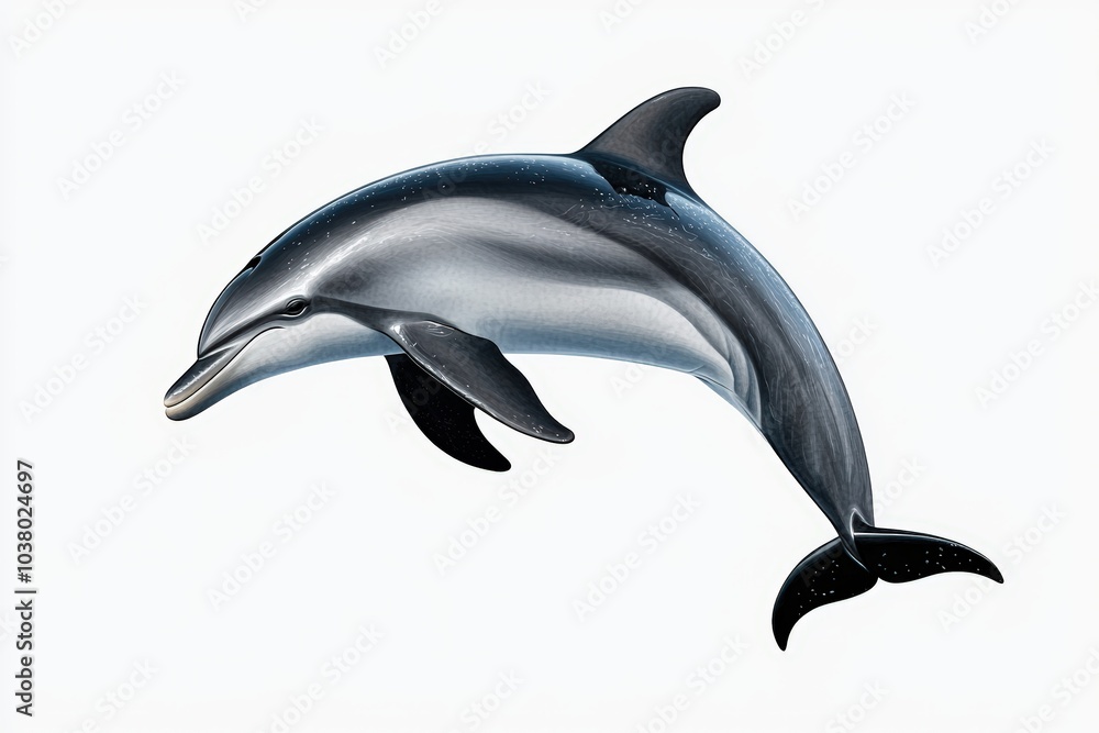 Obraz premium Dolphin, white isolated background