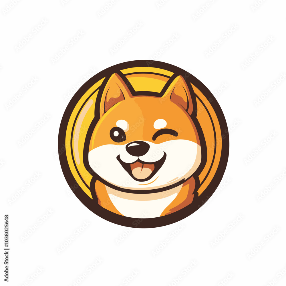 Fototapeta premium A cute Shiba Inu cartoon dog icon