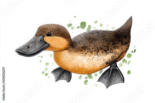 Illustration of a platypus on white background photo