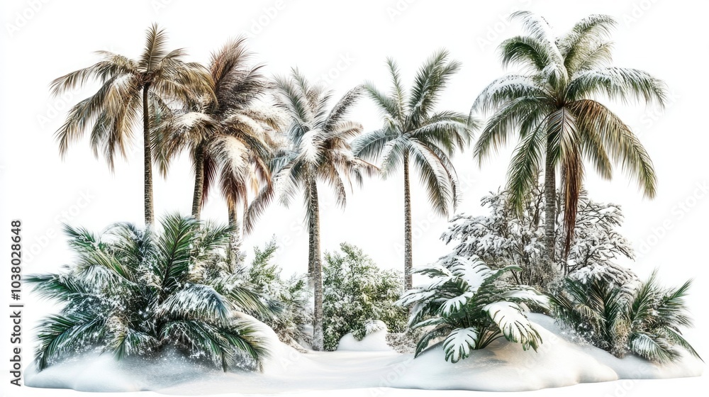 Obraz premium Palm Trees Covered in Snow