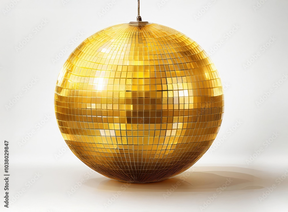 Obraz premium golden disco ball on white background, 80s disco ball