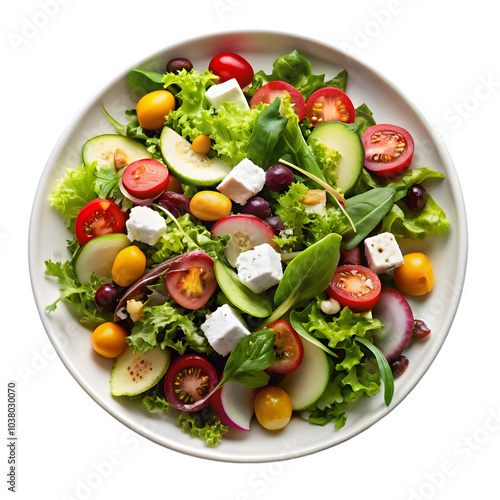 gourmet salad top view isolated on transparent background