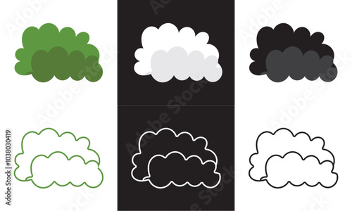 Bush clipart. Isolated on a white and black  background. vector illustration. EPS 10	