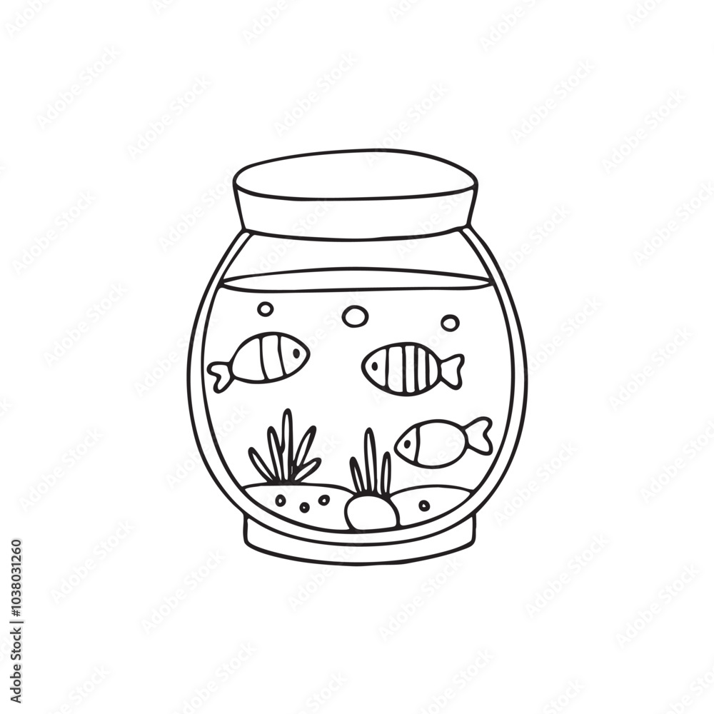 Illustration of a colorful aquarium with fish swimming Illustration of a colorful aquarium with fish swimming