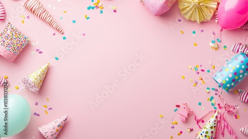 Wallpaper Mural Festive Party Layout with Colorful Birthday Accessories Torontodigital.ca