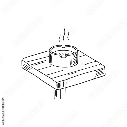 Illustration of an ashtray on a cafe table