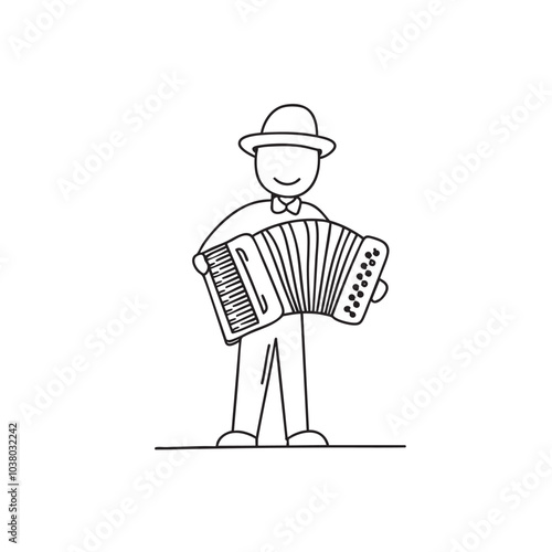 Illustration of an accordion being played at a street performance
